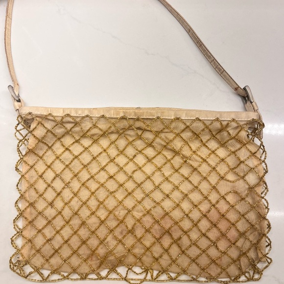 Prada Gold Beaded Silk Chiffon Lined Mini Evening Bag - Picture 9 of 11